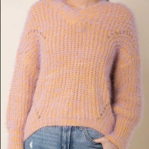 RAGA Sweaters - RAGA Eyelash V neck Sweater